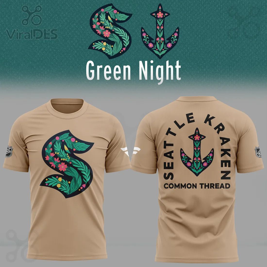 Seattle Kraken Common Thread Floral Logo T-Shirt