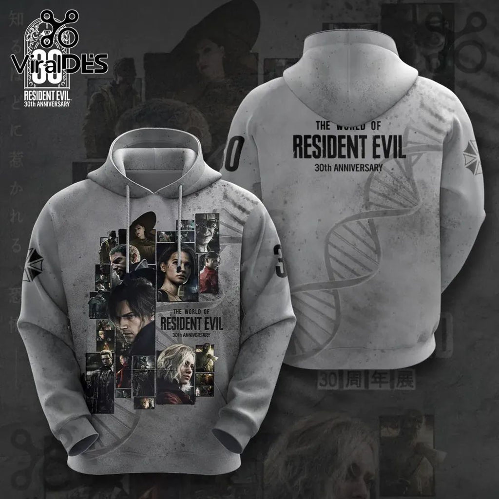 Resident Evil 30th Anniversary Art Gray Pullover Hoodie