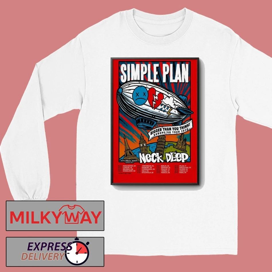 Simple Plan With Neck Deep Europe-UK Tour 2026 Poster shirt
