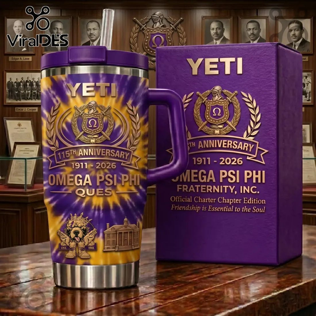 Omega Psi Phi Fraternity 115th Anniversary 1911-2026 YETI Handled Tumbler