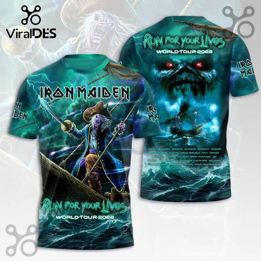 Iron Maiden Eddie Pirate 2026 World Tour T-Shirt