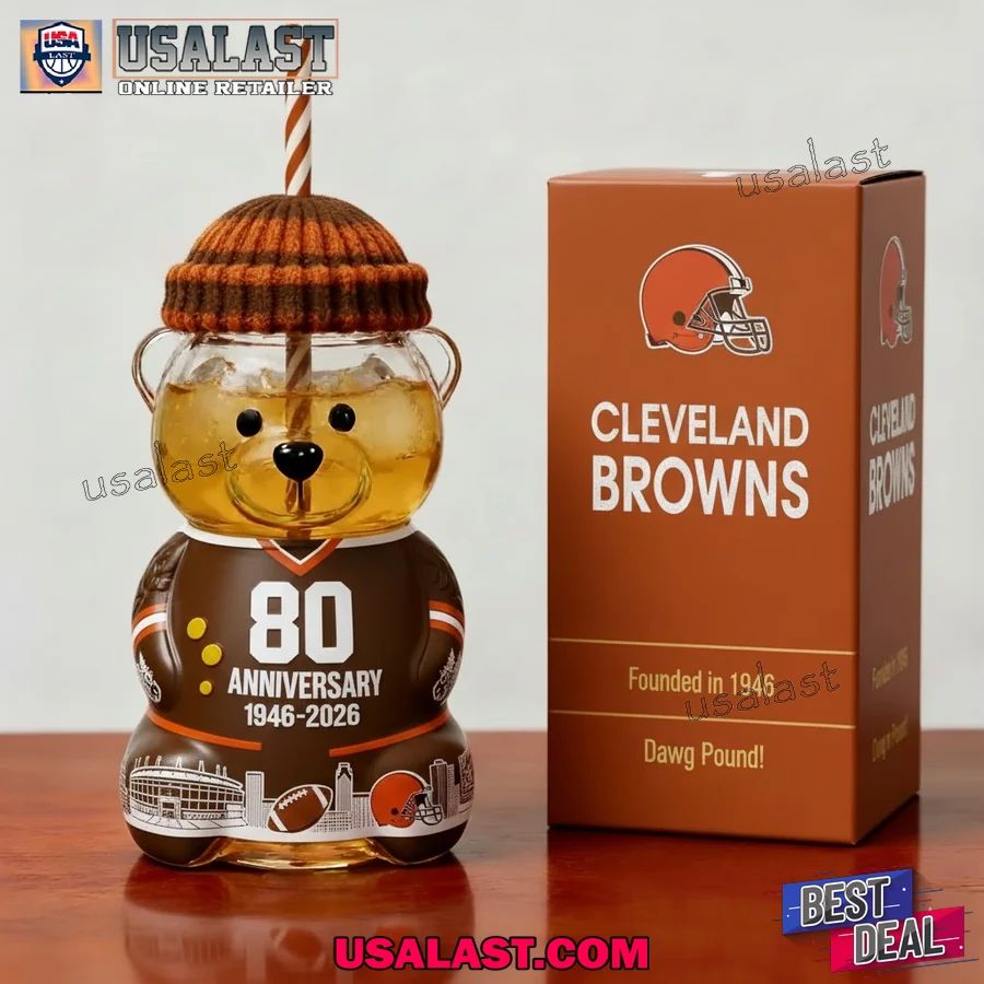 Cleveland Browns 80th Anniversary Bear Glass Cup