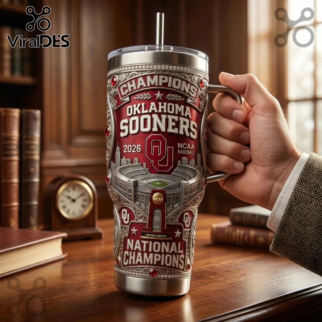 Oklahoma Sooners 2026 National Champions 40oz Handle Tumbler