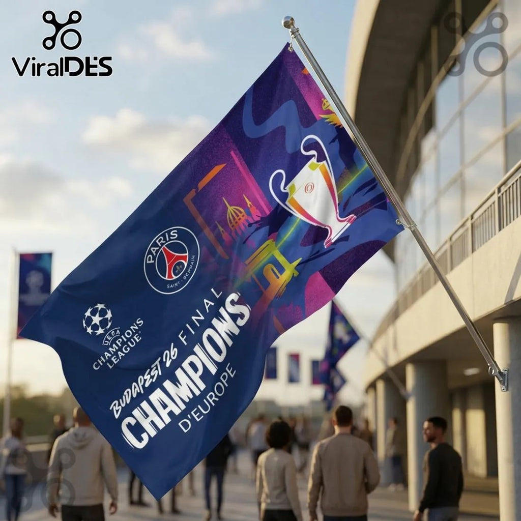 Paris Saint-Germain Champions of Europe Budapest House Flag