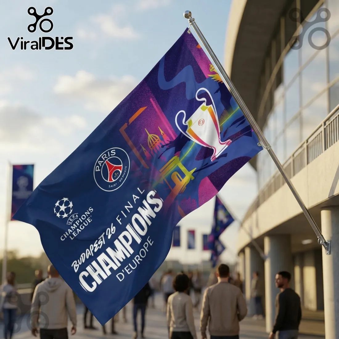 Paris Saint-Germain Champions of Europe Budapest House Flag