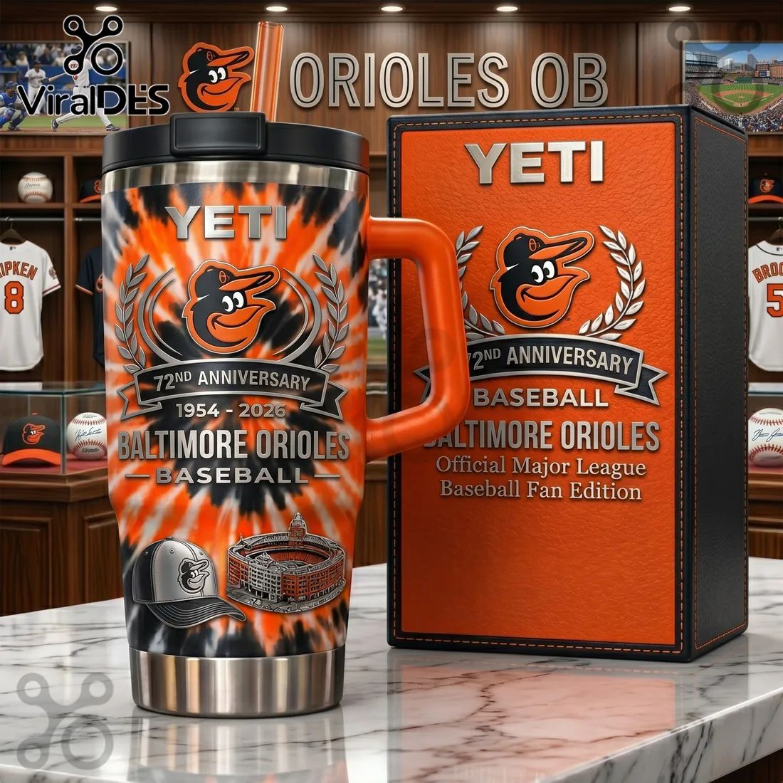 YETI x Baltimore Orioles 72nd Anniversary Stainless Steel Handle Tumbler
