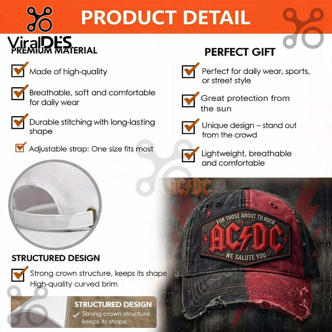 AC/DC For Those About To Rock We Salute You Distressed Baseball Cap