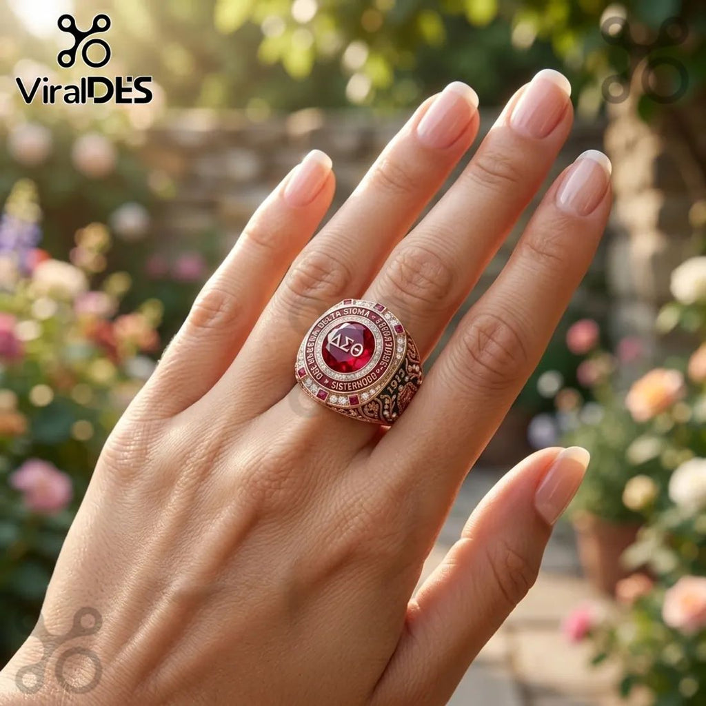 Delta Sigma Theta Sorority Crest Rose Gold Ring