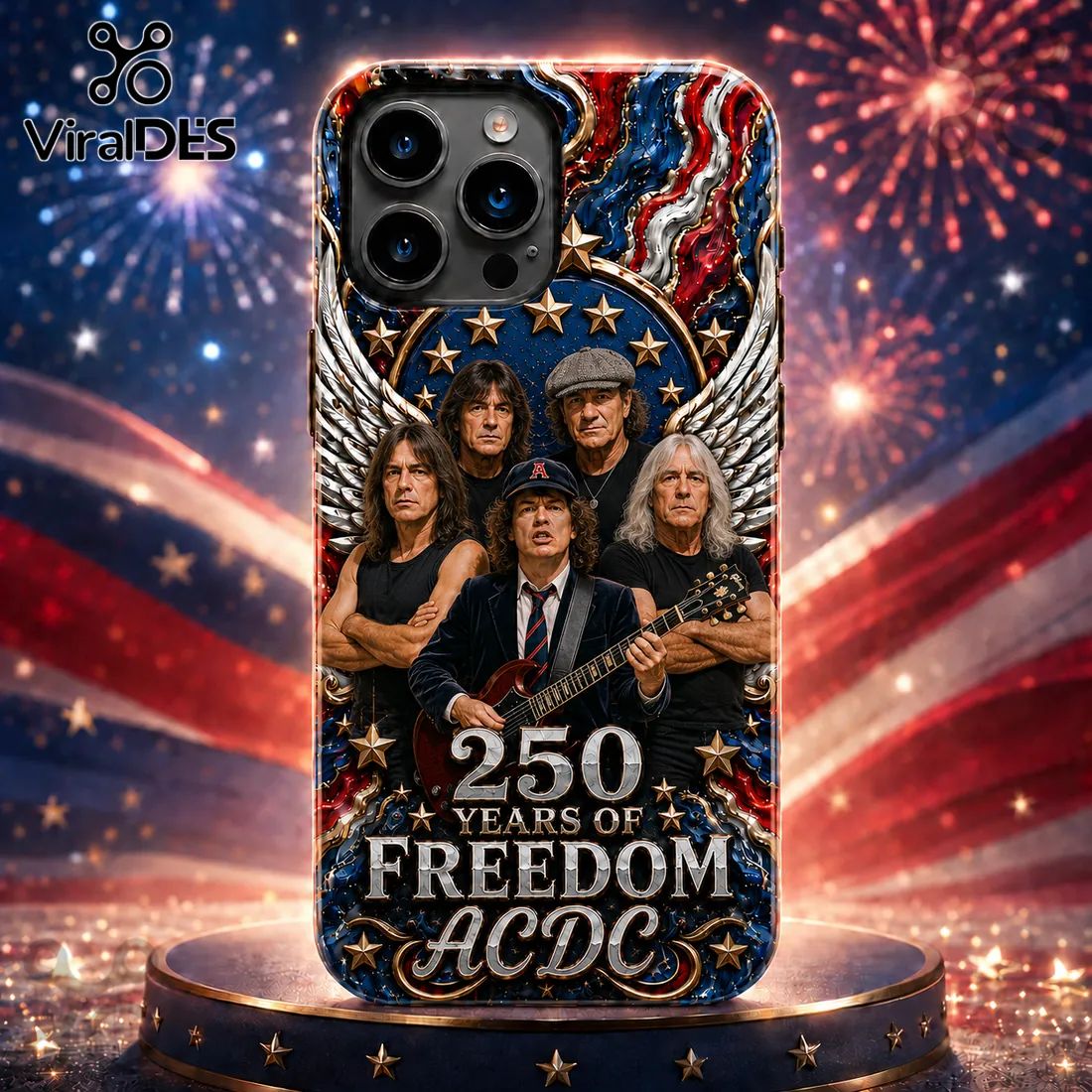 AC/DC 250 Years of Freedom Patriotic American Flag Collectible Phone Case
