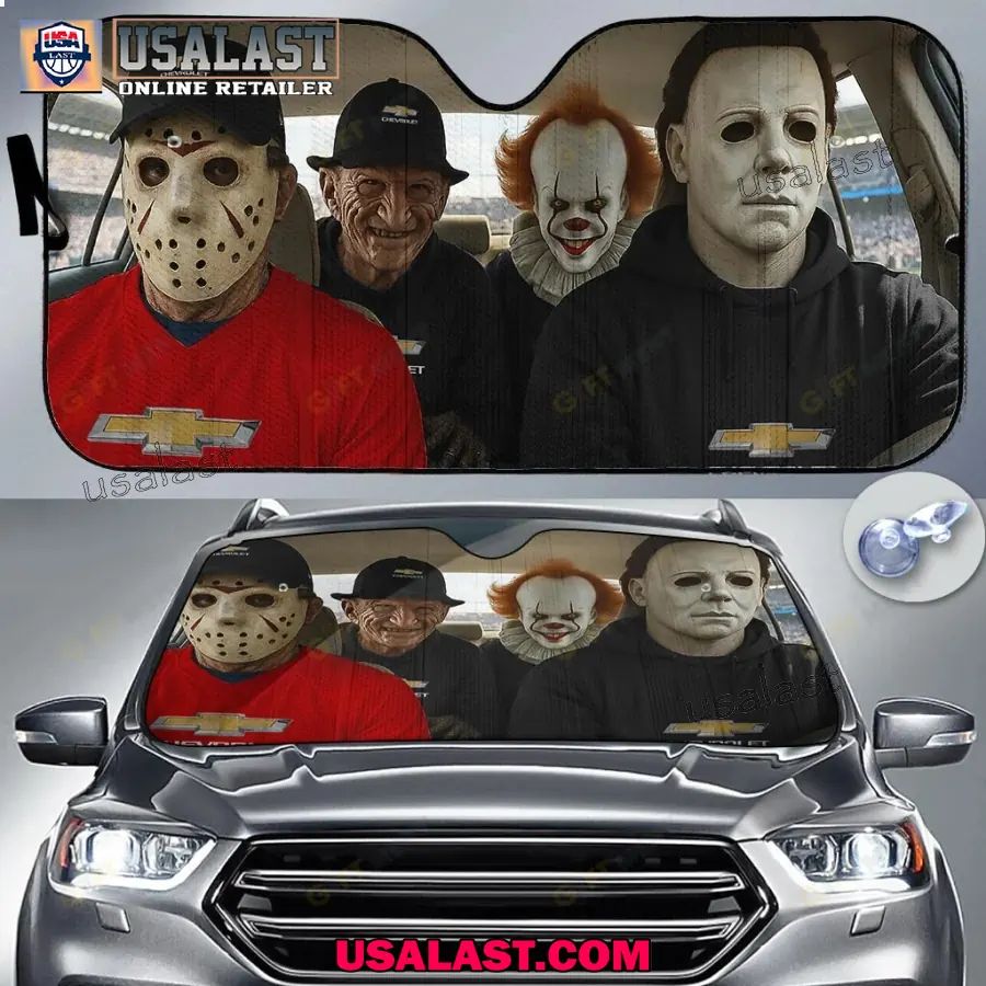 Chevrolet x Horror Movie Characters Car Sunshade, Car Windshield Cover