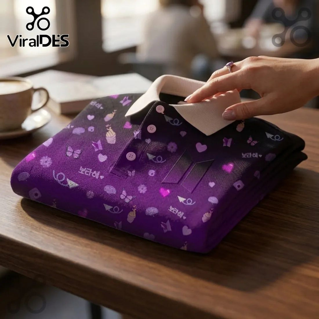 BTS Purple Pattern Personalized Polo Shirt