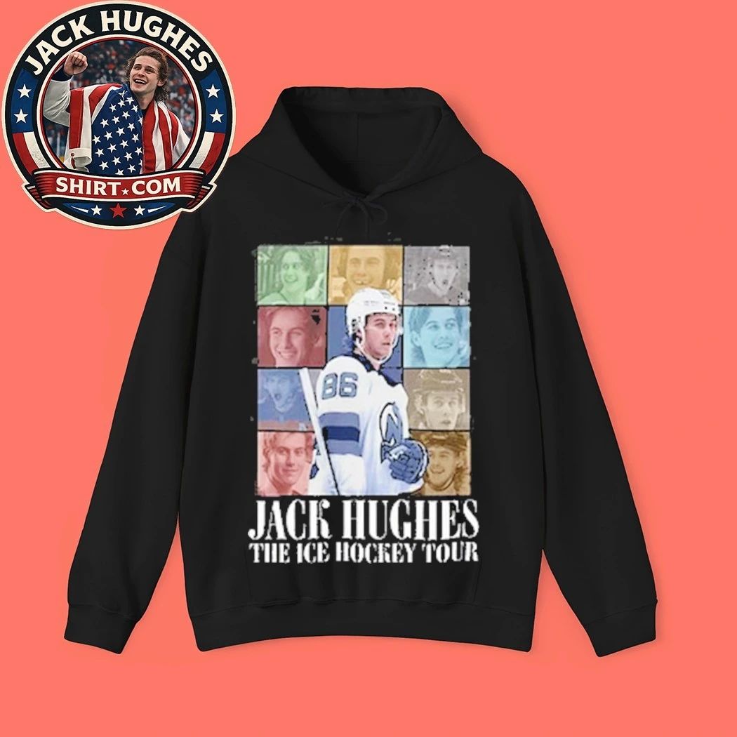 Number 86 Jack Hughes Ice Hockey Tour Tee Shirt