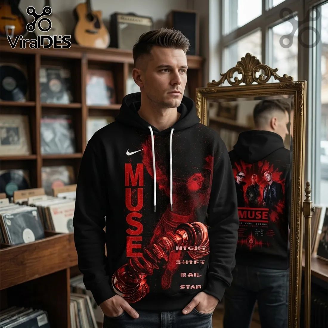 Muse The Wow Signal Europa Tour 2026 Black Cotton Concert Pullover Hoodie