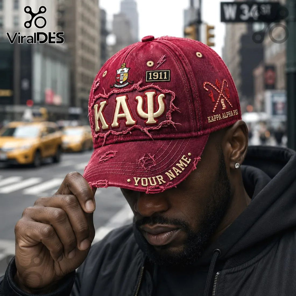 Kappa Alpha Psi 1911 Personalized Crimson Distressed Baseball Cap