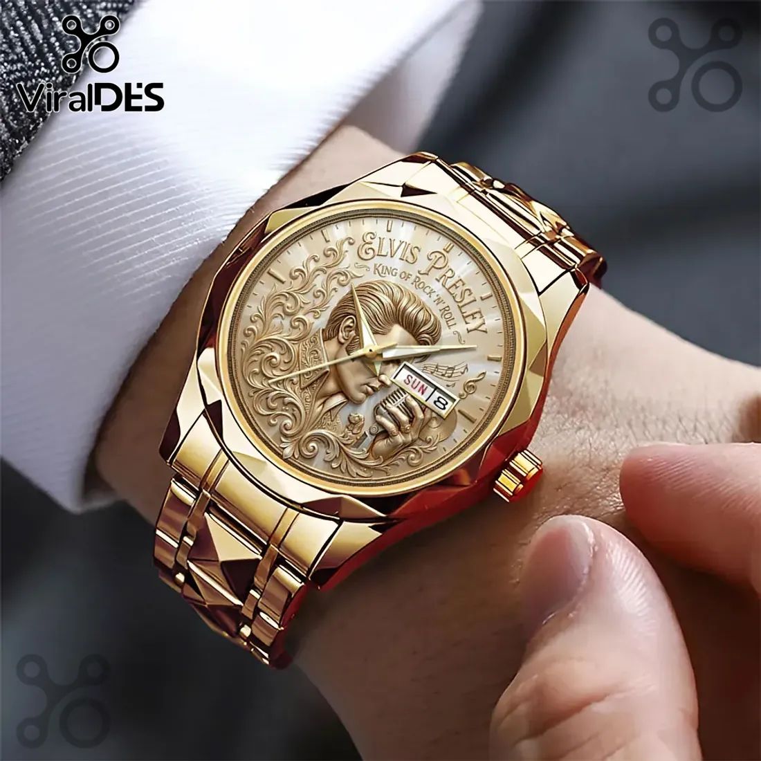 Elvis Presley Gold Plated Embossed Quartz Watch