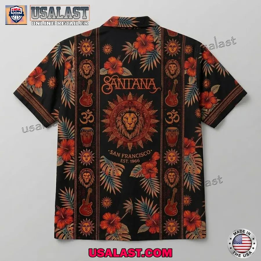 Santana Vintage Hawaiian Shirt Retro Rock Band Apparel