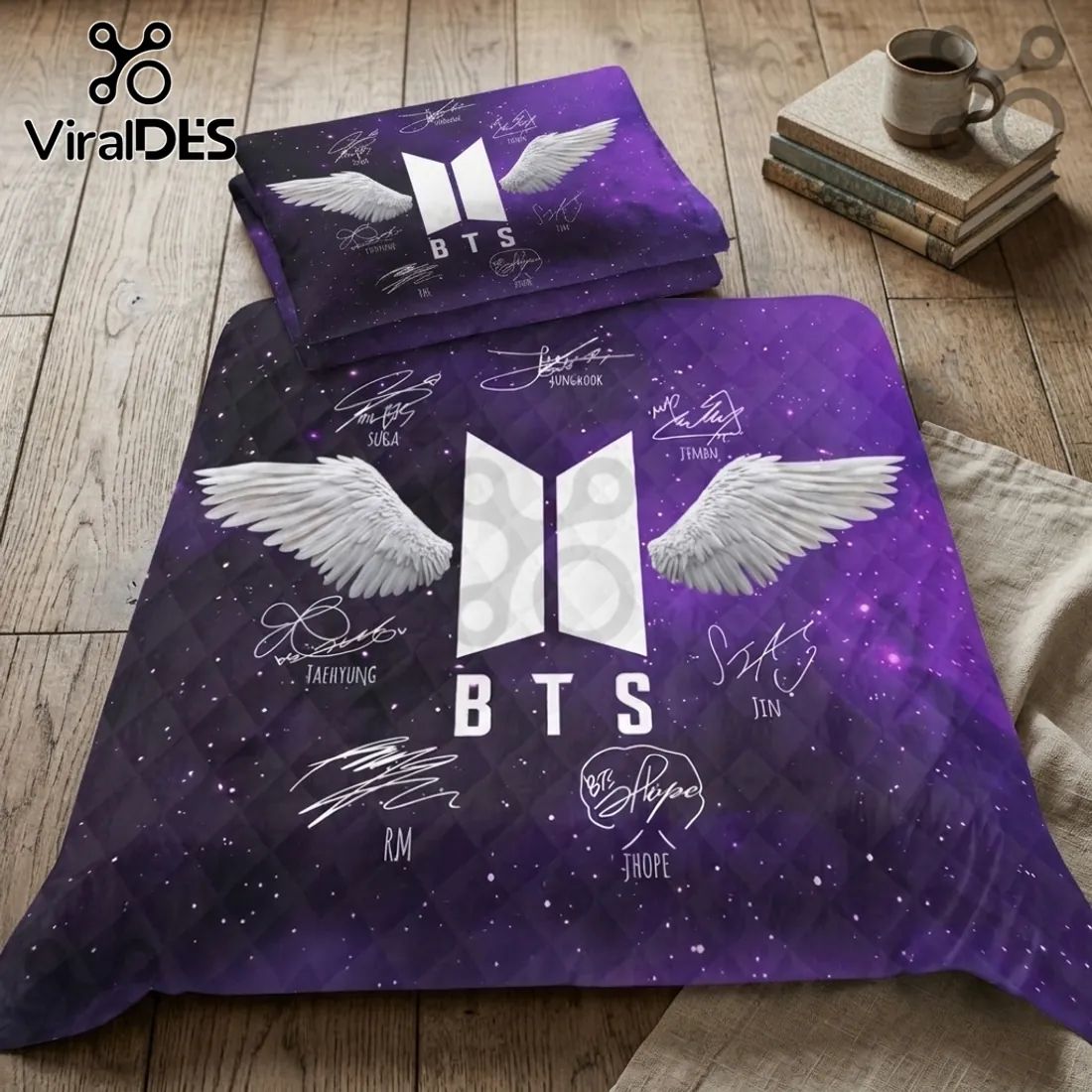 BTS Purple Galaxy Wings 3-Piece Bedding Set