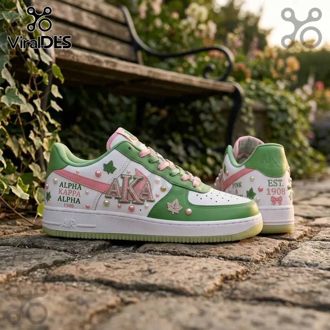 Alpha Kappa Alpha AKA Pink Green Ivy Pearl Custom 1908 Air Force 1