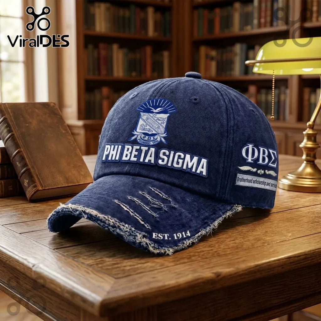 Phi Beta Sigma Est 1914 Embroidered Distressed Cap