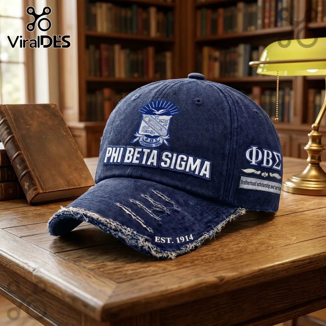 Phi Beta Sigma Est 1914 Embroidered Distressed Cap