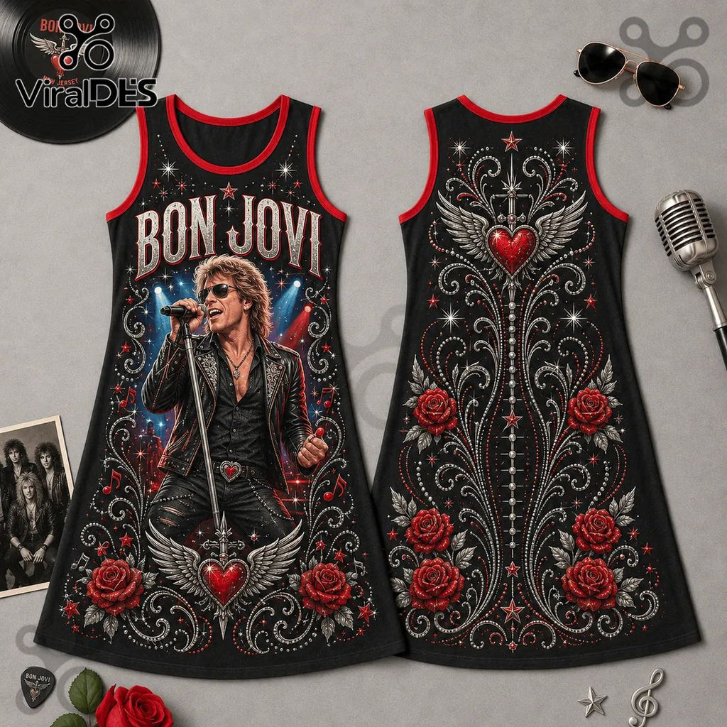 Bon Jovi Black Floral Sleeveless Dress
