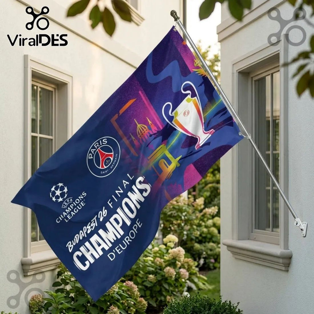 Paris Saint-Germain Champions of Europe Budapest House Flag