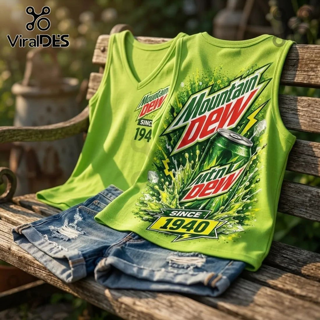 Mountain Dew Neon V-Neck Tank Top