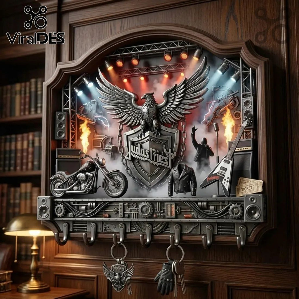 Judas Priest 3D Heavy Metal Concert Stage Biker Theme Wall Key Rack