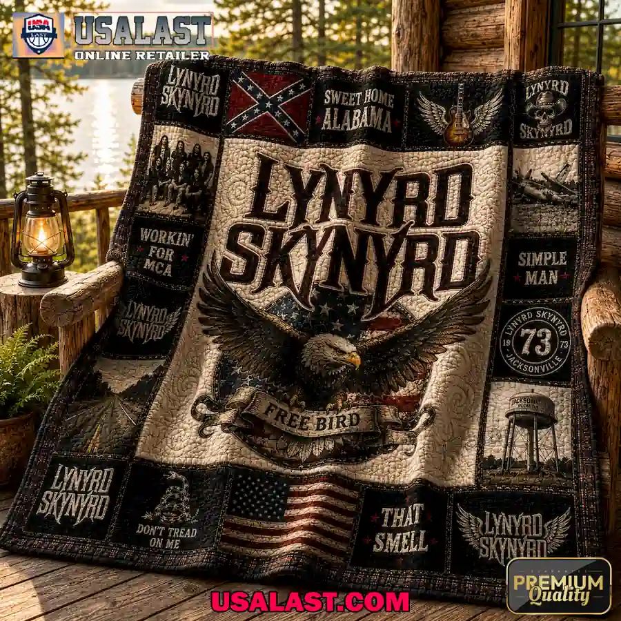 Lynyrd Skynyrd Confederate Flag Eagle Quilt Blanket