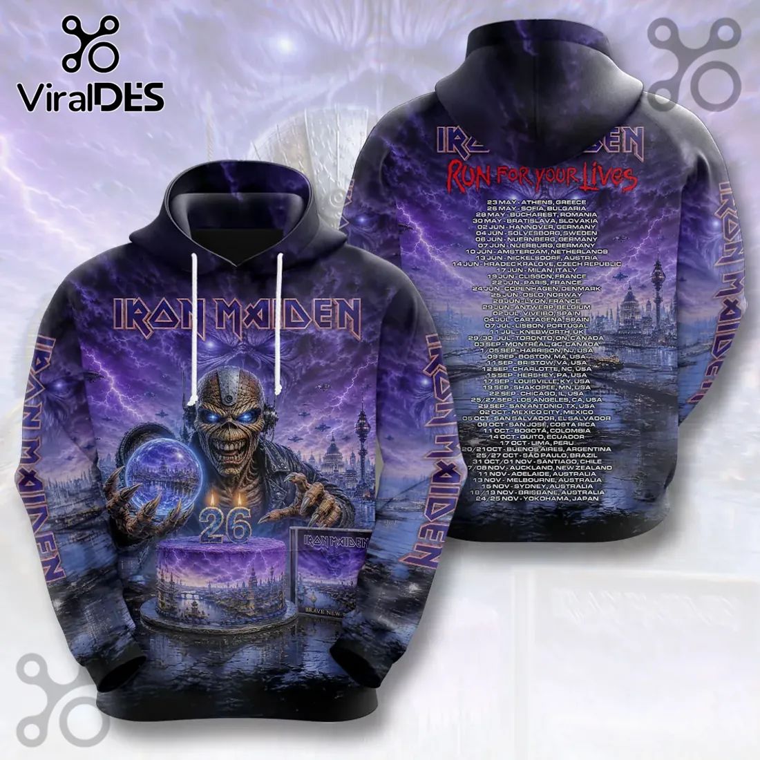 Iron Maiden Run For Your Lives 2026 Tour Hoodie