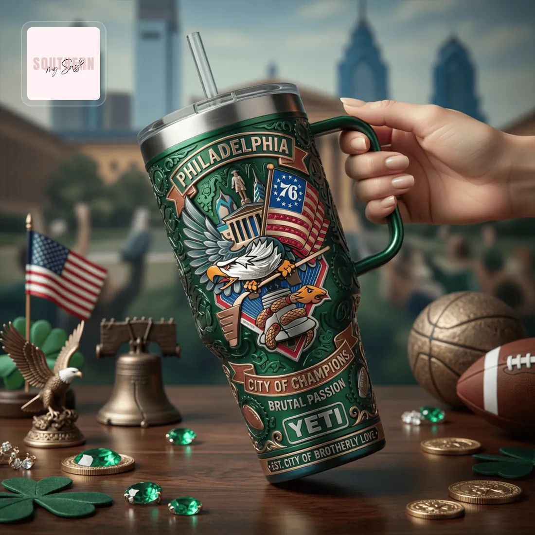 Philadelphia City of Champions 40oz Insulated Tumbler with Handle