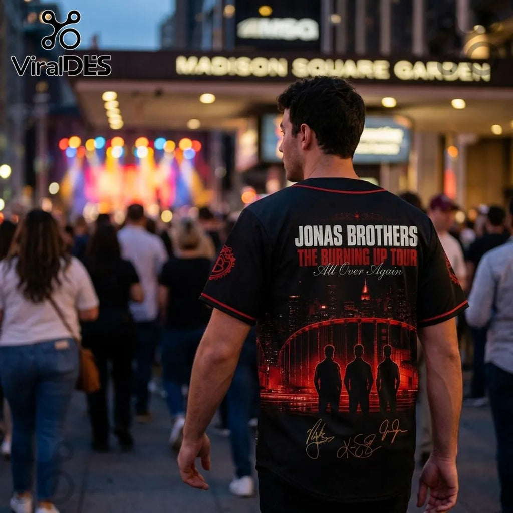 Jonas Brothers The Burning Up Tour Black Baseball Jersey
