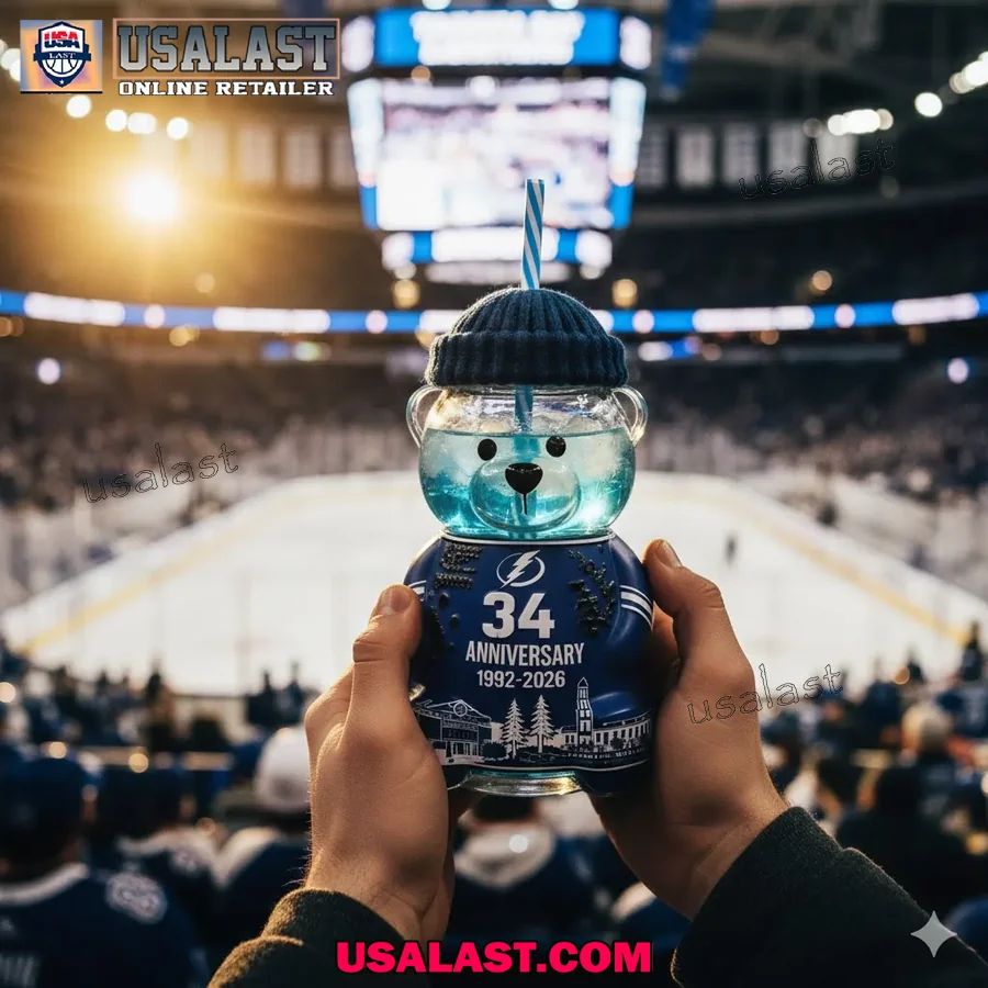 Tampa Bay Lightning 34th Anniversary Collectible Bear Glass Cup