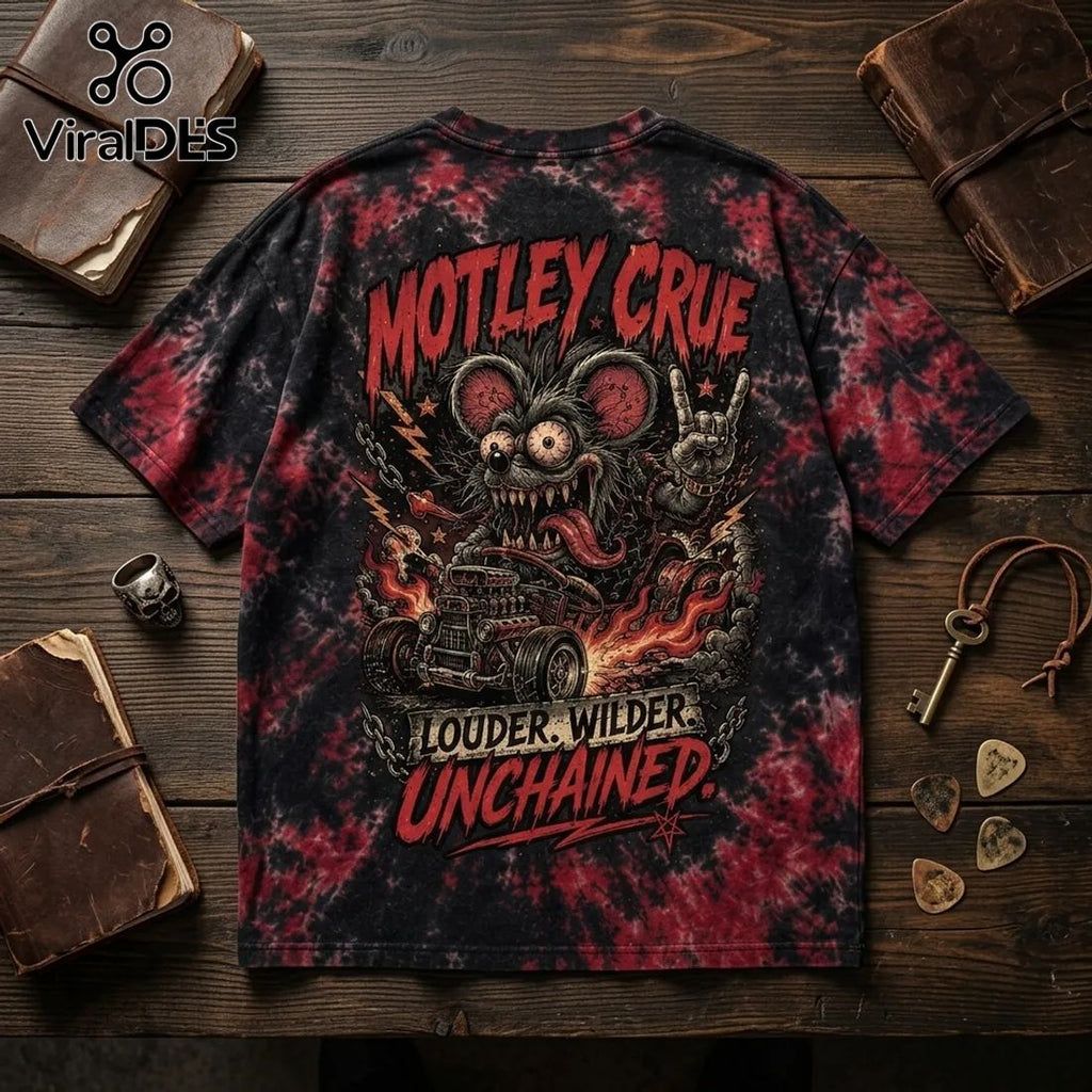 Motley Crue Louder Wilder Unchained Tie Dye T-Shirt