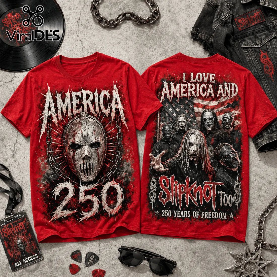 Slipknot x America 250 Years Of Freedom Red Graphic Gift for Men T-Shirt