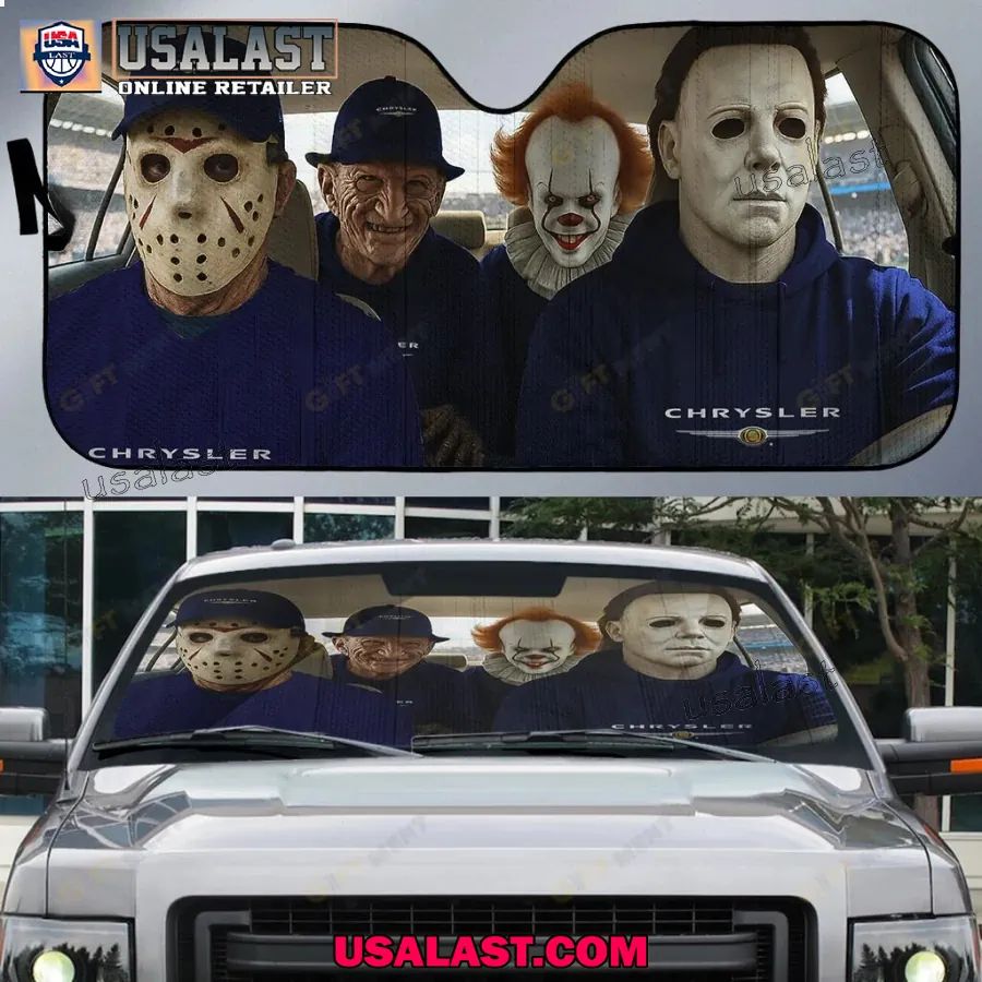 Chrysler x Horror Movie Characters Car Sunshade, Car Windshield Cover