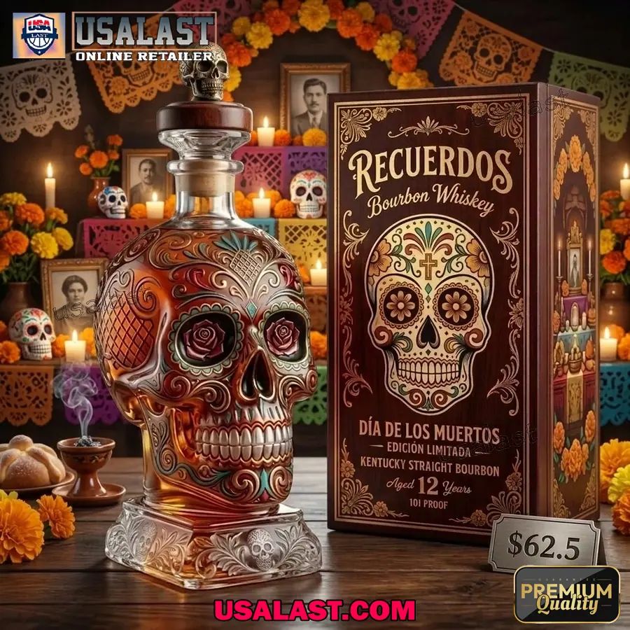 Dia de los Muertos Limited Edition Skull Bourbon Whiskey Bottle