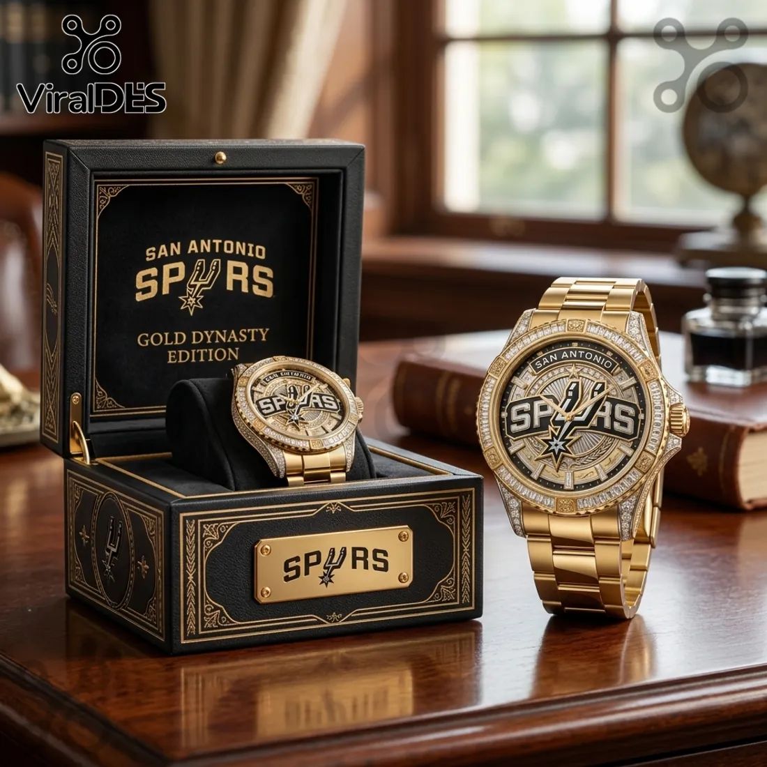 San Antonio Spurs Gold Premium Diamond Men’s Watch