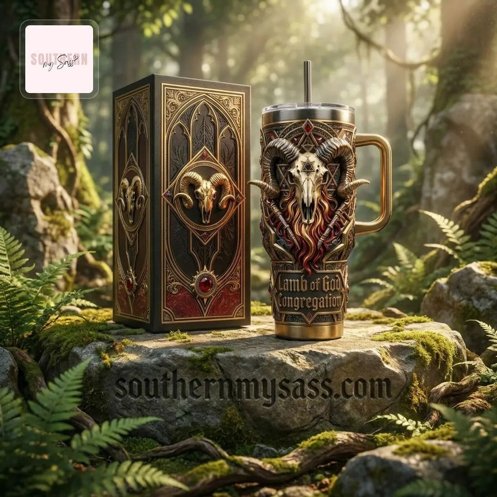 Lamb of God Congregation Gothic Ram Skull 40oz Insulated Tumbler With Handle