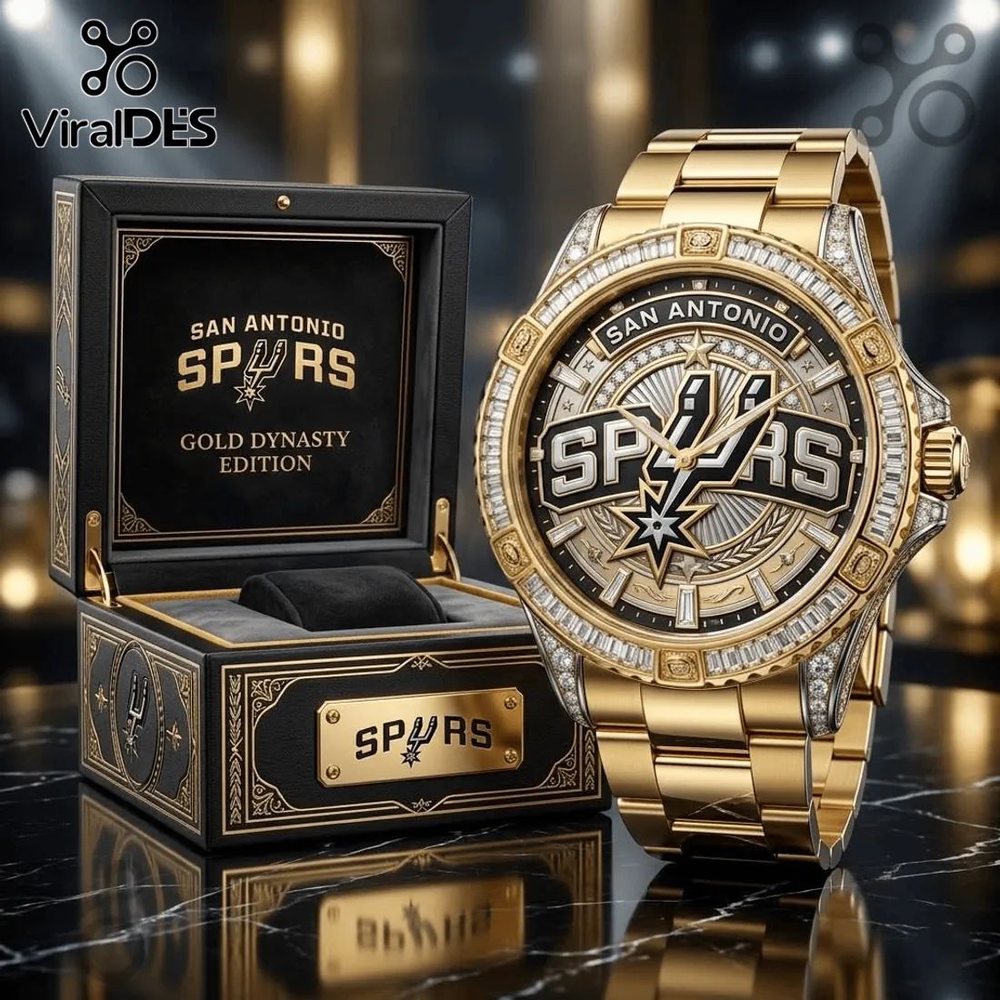 San Antonio Spurs Gold Premium Diamond Men’s Watch