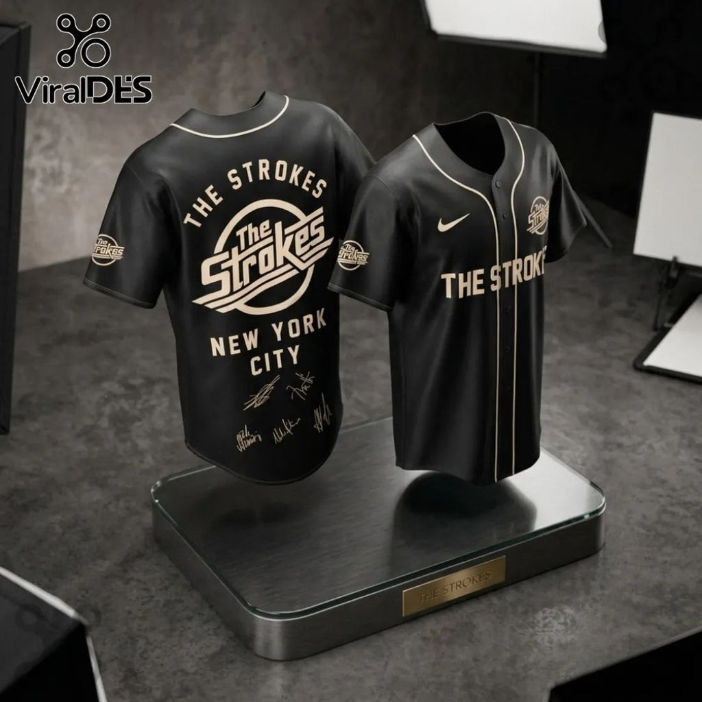 The Strokes Reality Awaits 2026 Tour Black Baseball Jersey