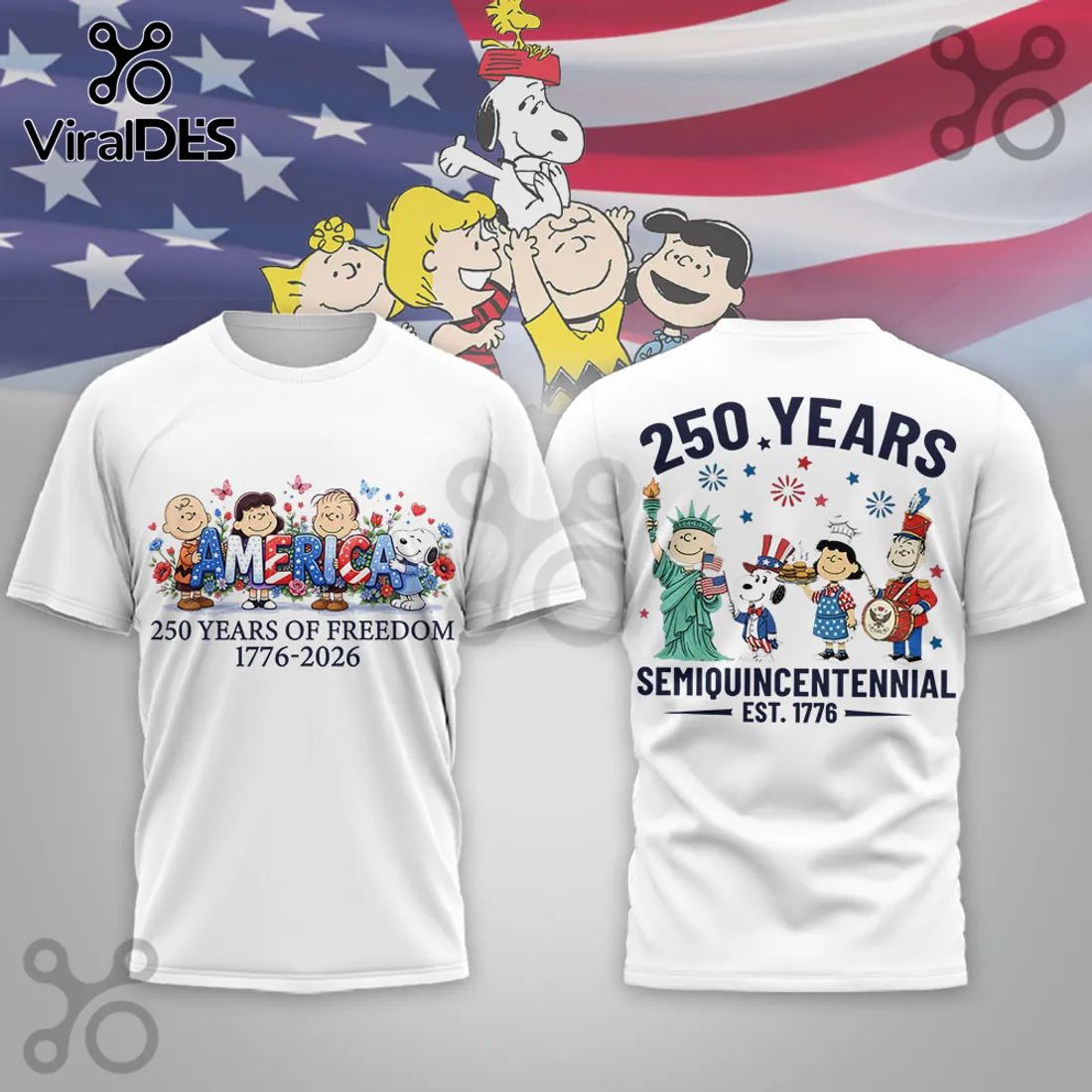 Peanuts 250 Years of Freedom 1776-2026 Patriotic USA Shirt