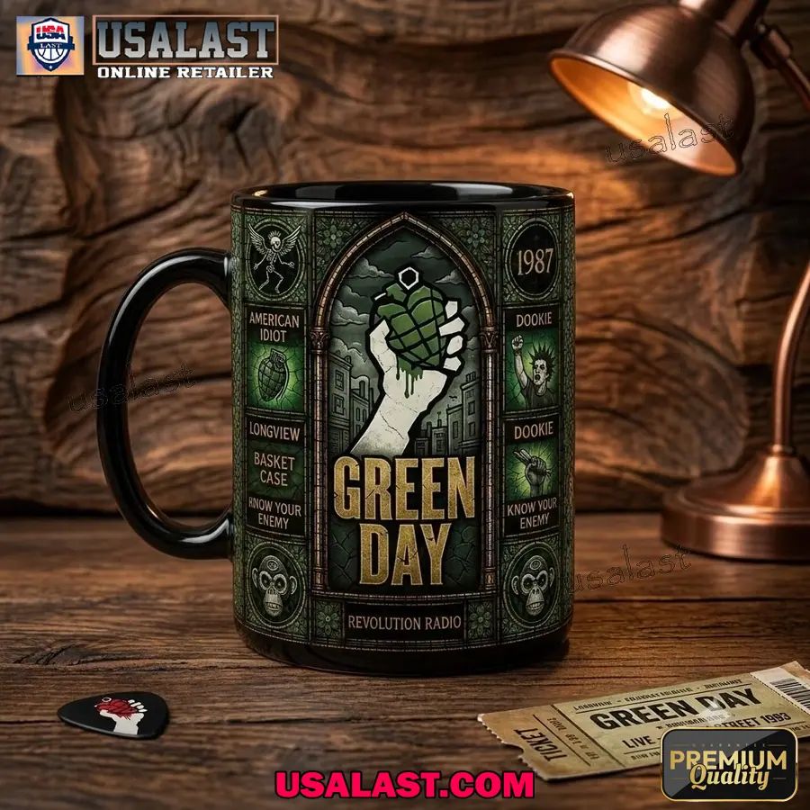 Green Day Band Stained Glass Coffee Mug