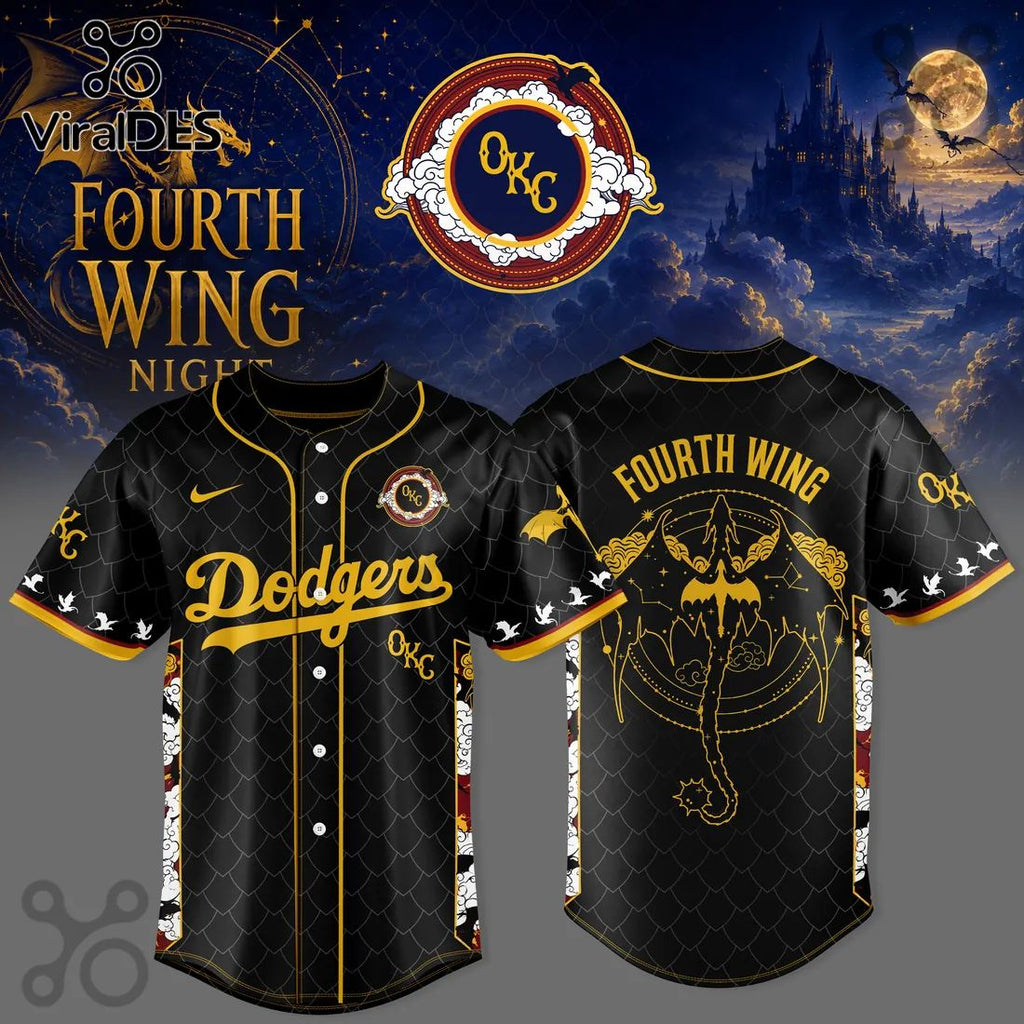 Oklahoma City Dodgers Fourth Wing Night Black Gold Jersey
