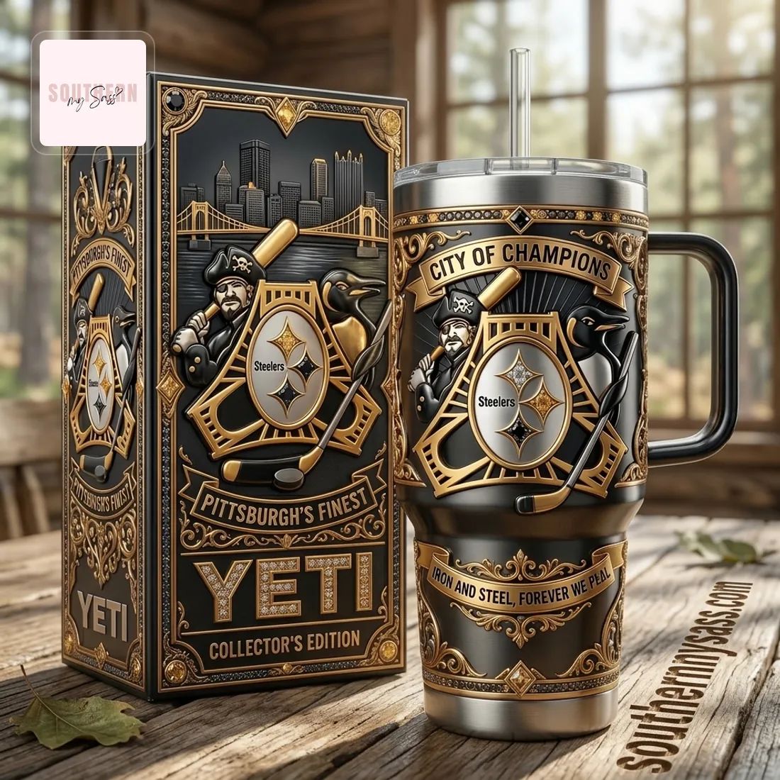 YETI Pittsburgh City of Champions Collector’s Edition 40oz Insulated Tumbler With Handle