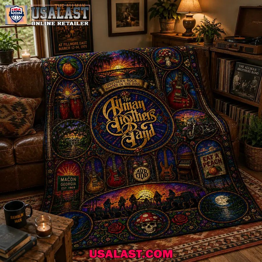 The Allman Brothers Band Southern Rock Stained Glass Quilt Blanket