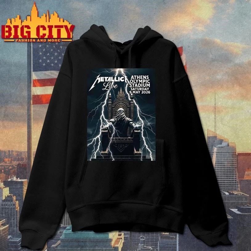 Metallica Athens Greece Tour Olympic Stadium Saturday 9 May 2026 Zeus God Olympus Shirt