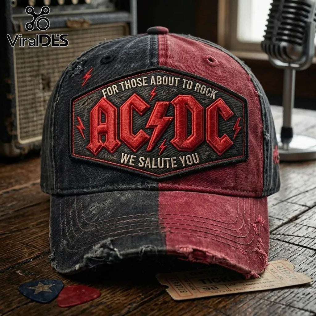 AC/DC For Those About To Rock We Salute You Distressed Baseball Cap