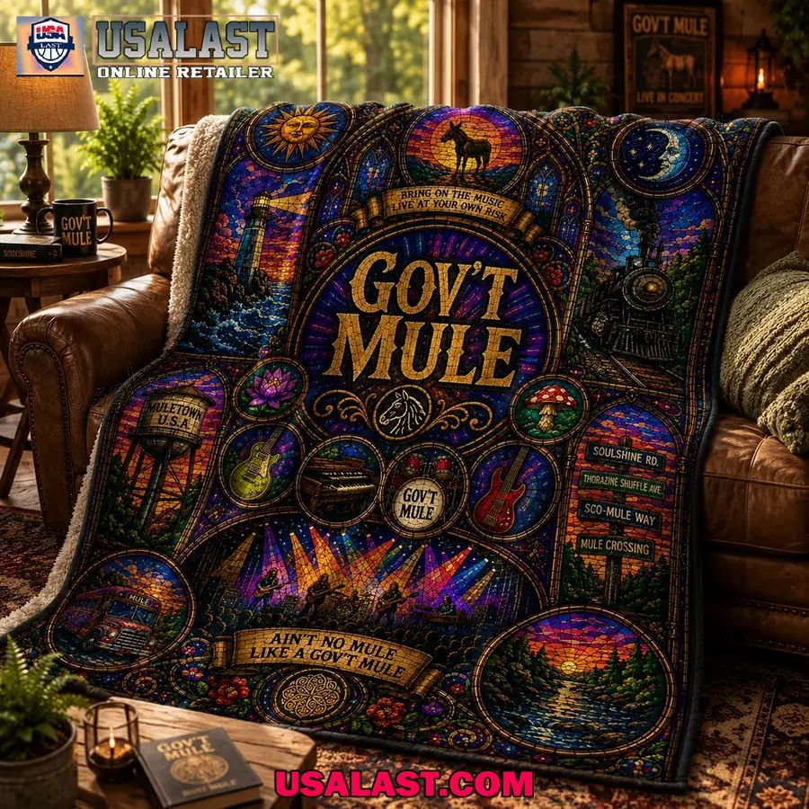 Gov’t Mule Blues Rock Stained Glass Quilt Blanket