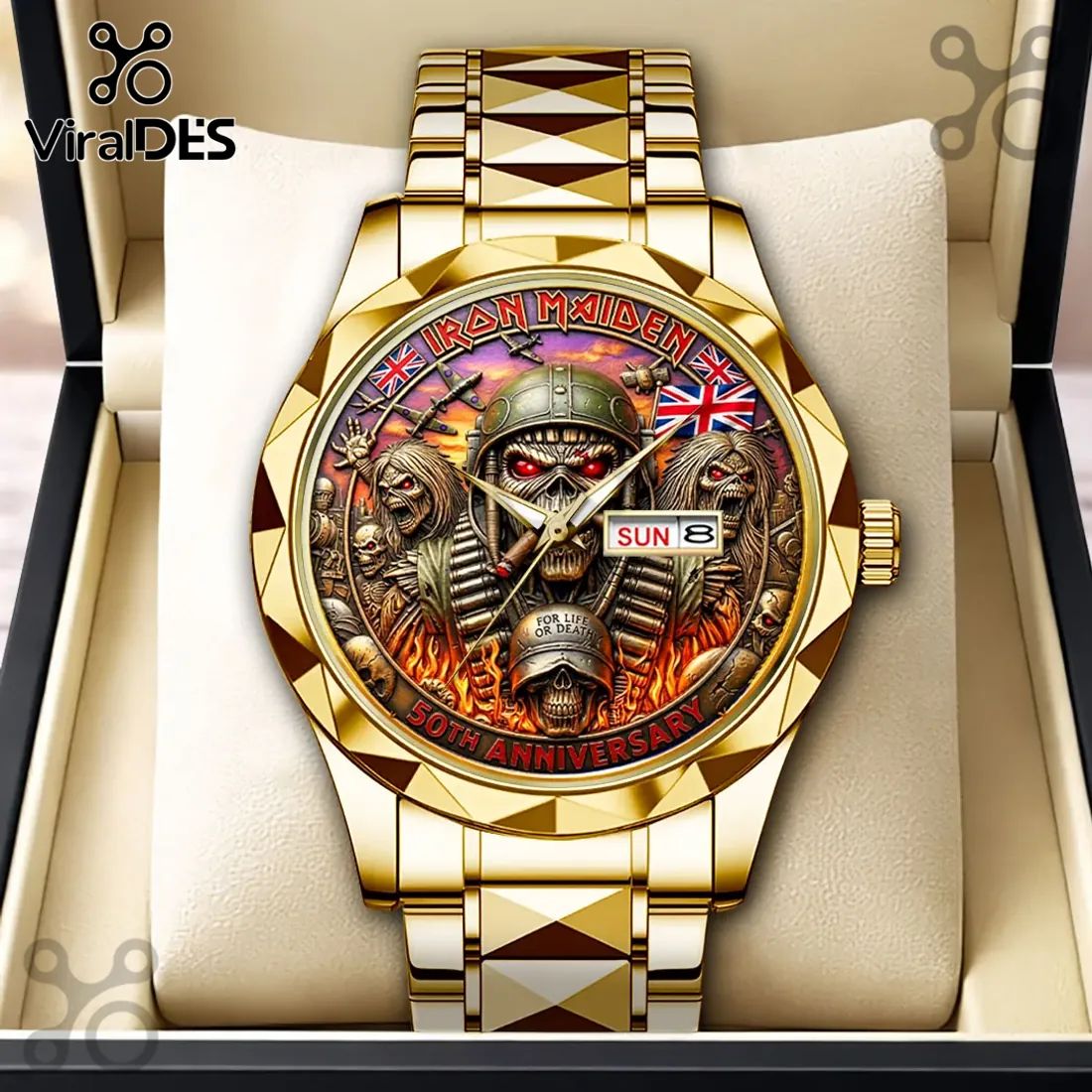 Iron Maiden 50th Anniversary Gold Tone Analog Watch